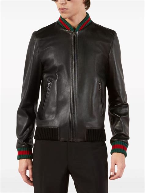 gucci jas bont|farfetch Gucci leather jacket.